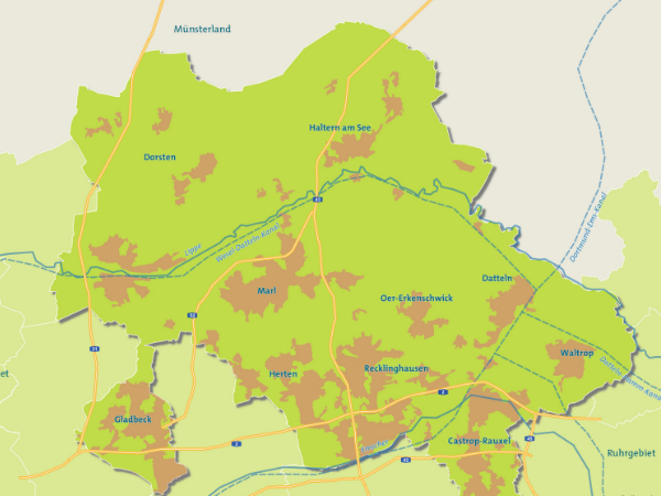 Lage + Grenzen des Kreises Recklinghausen und der EmscherLippeRegion