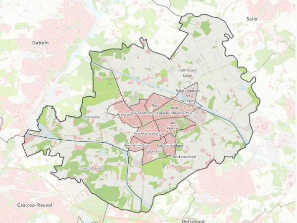 Stadtbezirke der Städte der Emscher-Lippe-Region: Regioplaner